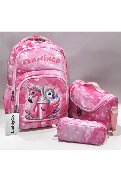 LaddyCo Primary School Bag Girl's 3-Piece Set Pink Primary School Bag Charact...