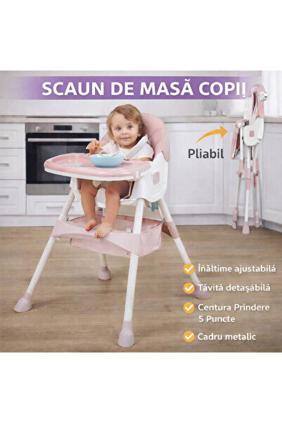 SMARTECH Scaun înalt pentru bebeluși și copii, 6-72 luni, înălțime reglabilă,...