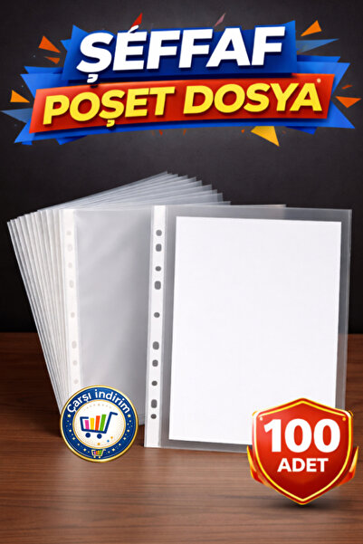 nistabolje 100 Adet A4 Poşet Dosya Şeffaf Büro-Okul Dosya Föy