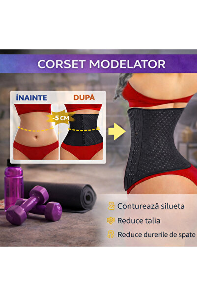 SMARTECH Corset modelator talie si abdomen, Lenjerie modelatoare, cu inchider...