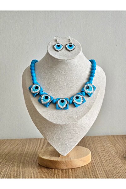 OEM Nazar Boncuk Figür Gerdanlık + Küpe | El Yapımı Renkli Miyuki kolye