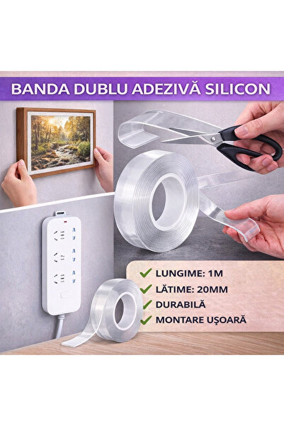 SMARTECH Bandă dublu adezivă din silicon, 20 mm x 1 m, bandă magică SMART Nano
