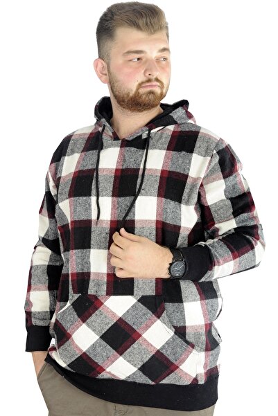 ModeXL Mode XL Erkek Oduncu Kapsonlu Sweat Kanguru 22528 Bordo