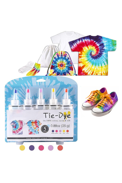Generic 5 Colors DIY Tie Dye Kits Fabric Dye Set Fabric Paint 120ml/bottle wi...