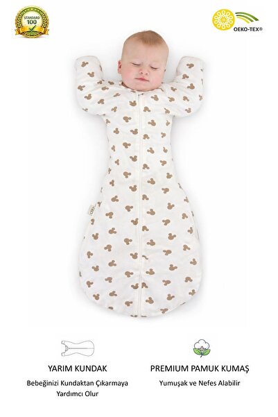 Le Touche Brown Baby Swaddle Gloves with Cuffs, Sleeping Bag & Swaddle with A...