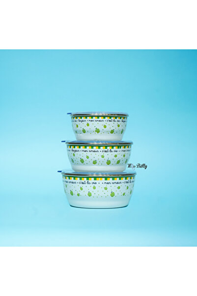 Miss Betty Mon Amour 3-Piece Enamel Storage Container 14-16-18 cm