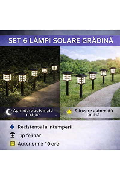 SMARTECH Set 6 lămpi solare pentru grădină exterioară, pornire/oprire automat...