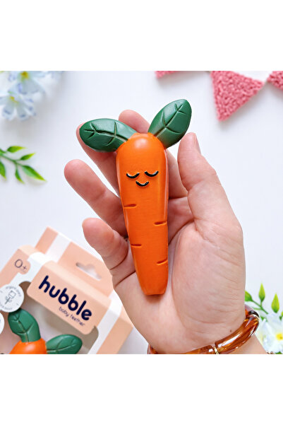 Hubble Bebek Diş Kaşıyıcı Ve Oyuncak - Havuç Şekilli Dişlik (%100 DOĞAL KAUÇUK)