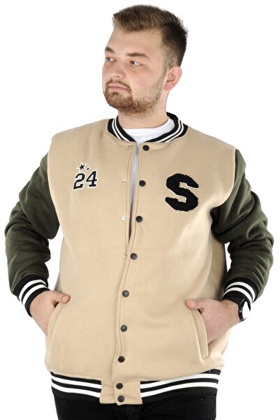 ModeXL Mode XL Büyük Beden Erkek Kolej Mont Stan 22615 Bej