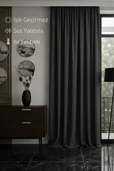 DEVRİM OLİVYA TEKSTİL 1. Клас Розкішні антрацитові штори Blackout - Непроникн...