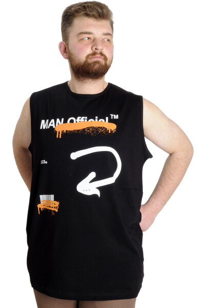 ModeXL Mode XL Large Size Men's Singlet Man 23009 Black