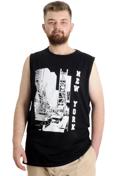 ModeXL Mode XL Large Size Men's Singlet New York 23006 Black