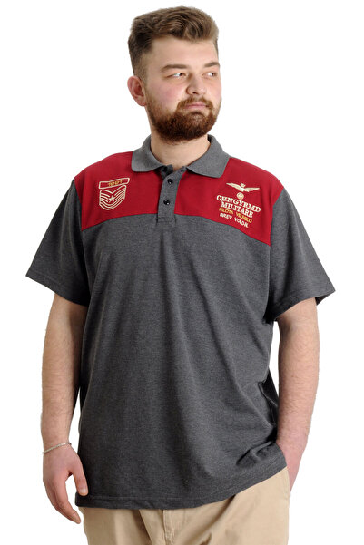 ModeXL Mode XL Large Size Men's T-Shirt Polo Militare 23327 Antramelange