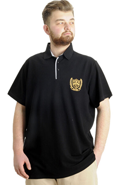 ModeXL Moda XL Velika Veličina Muški T-shirt Polo E.S.T 1991 23322 Crna