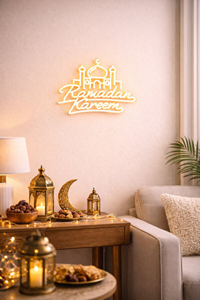 earss مصباح جداري نيون LED رمضان كريم يعمل بمنفذ USB، أبيض دافئ، مصباح معلق ز...
