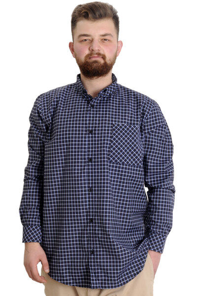 ModeXL Cămașă pentru bărbați Mode XL, mărime mare, în carouri, cu mânecă lung...