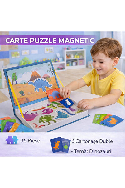 SMARTECH Carte de puzzle magnetică, set de 50 de magneți, 6 cărți cu două feț...