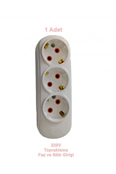 Genel Markalar Üçlü Topraklı Grup Priz Klemensli 3Lü Grup Priz (Duvara Vidala...
