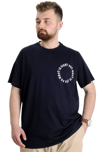 ModeXL Mode XL Velika Veličina Muška T-shirt ŠTA JE 23151 Mornarsko Plava