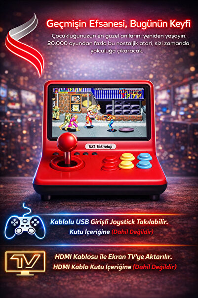 Maybax 9 Inch 20.000 Adet Oyun Retro Oyun Konsolu Çift Kişilik TV'ye Görüntü ...