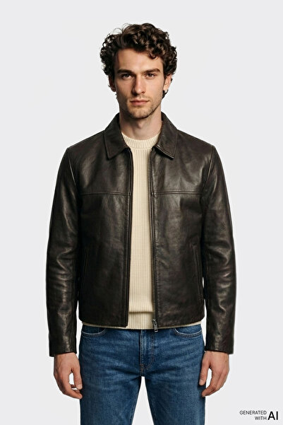 Elle Shoes Kahve Deri Erkek Ceket