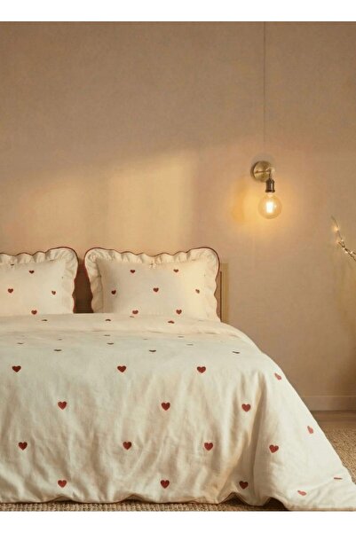 Anılsan Комплект спално бельо Emily с двойно сърце - бял, 100% памук