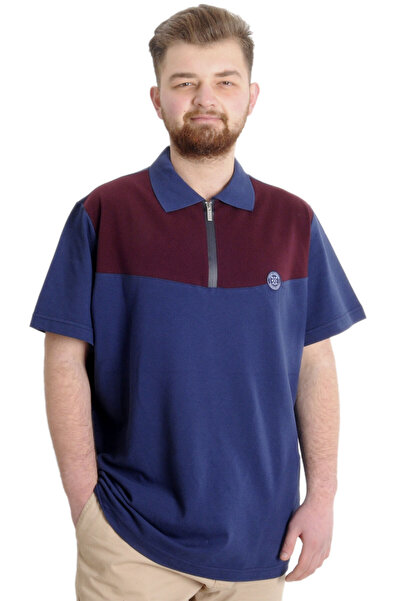 ModeXL Moda XL Plus Size Muškarci T-shirt Polo FRAGMENTED 23325 Indigo