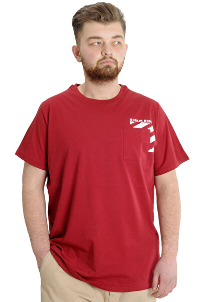 ModeXL Mode XL Великий розмір Чоловіча футболка PRINT 23203 Бордовий