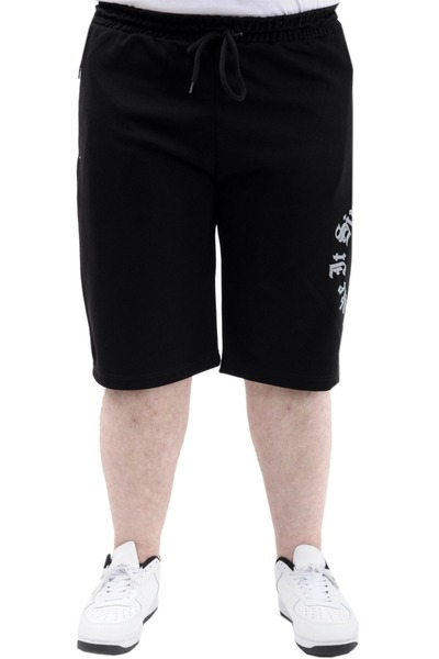 ModeXL شورت كابري رجالي - مقاس كبير، مطبوع، SIMPLE 24504 أسود