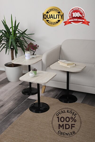 SEHPAM AKILLI Vertino Zigon Sehpa Mdf Tabla Alt Mekanizma Demir Siyah Renk