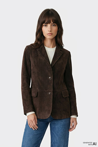 Elle Shoes Kahve Kadın Deri Ceket