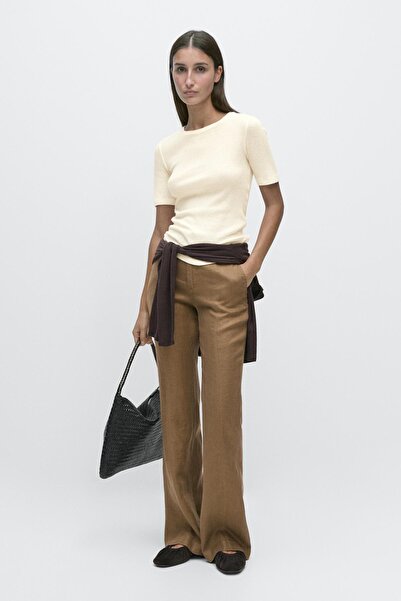 Massimo Dutti Kick flare fit 100% linen pants