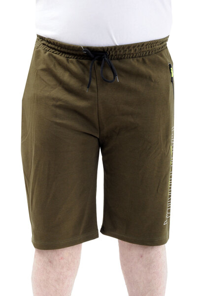 ModeXL Чоловічі капрі-шорти великого розміру - CALIFORNIA з принтом, хакі 24503