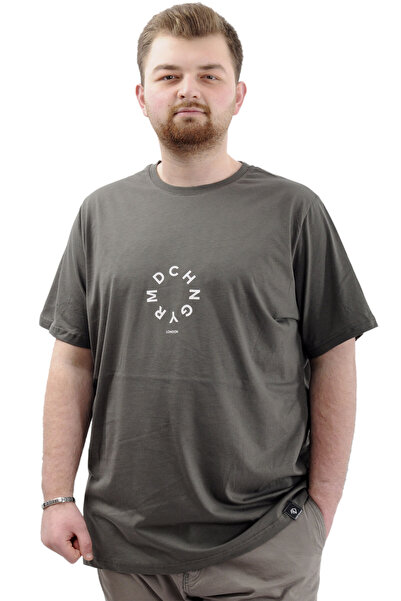 ModeXL Tricou de marime mare pentru bărbați - Gât crew, imprimat, kaki LONDRA...