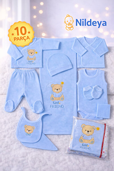 Petino Erkek Bebek Yenidoğan Hastane Çıkış Seti Sevimli Ayı Motifli 10 Parça ...