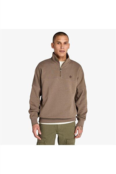 Timberland Men's Brown Quarter Zip Sweatshirt