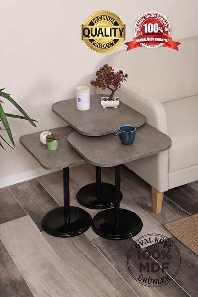 SEHPAM AKILLI Vertino Zigon Sehpa Mdf Tabla Alt Mekanizma Demir Siyah Renk