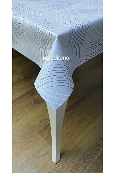 MİRELLA Lined Smooth Easy-Wipe Modern Striped Non-Slip Petrol Blue Pvc Oilclo...