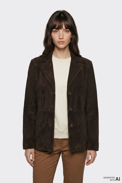 Elle Shoes Kahve Deri Kadın Ceket