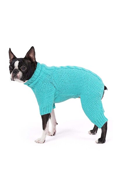 fouramour بدلة كلب محبوكة يدويًا بنمط أرز أزرق أركتيكي، مقاس عادي