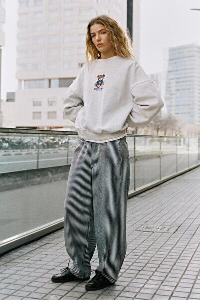Pull & Bear Çizgili barrel pantolon