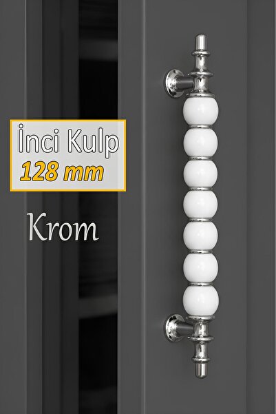GLASWEN İnci Kulp 128 mm Krom Mutfak Kulpu Çekmece Dolap Kapak Kulbu Metal Mo...