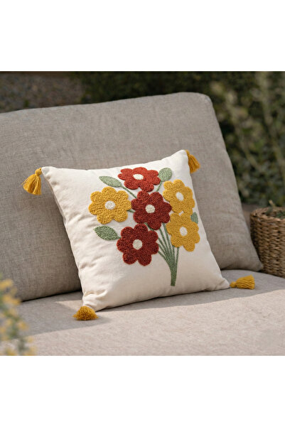 Shopyteks غطاء وسادة مزخرف بتصميم باقة زهور ملونة (بدون حشوة داخلية)