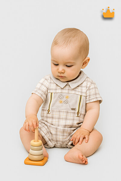 Babydola Helicopter Printed Button Detailed Holiday Unisex Jumpsuit 12701