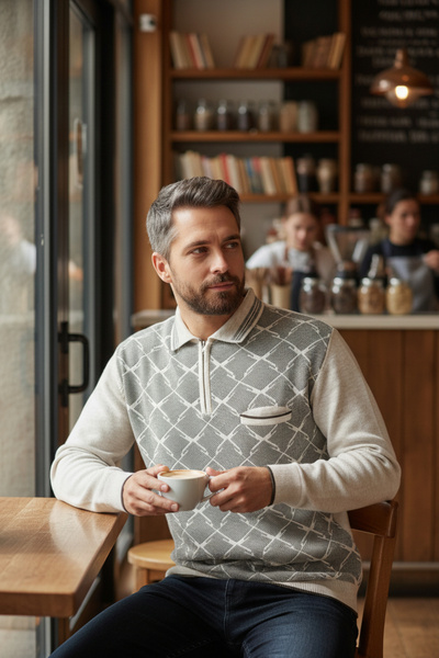 Kamalı Guler de cămașă din tricot din oțel pentru bărbați, cu buzunare, guler...