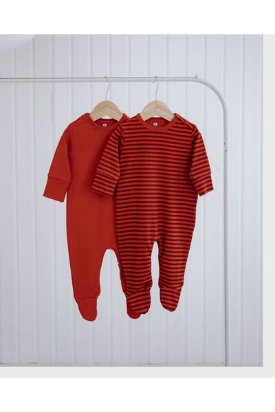 Little Koala GOTS Sertifikalı %100 Organik Pamuk 2’li Bebek Tulum Seti |Çizgi...