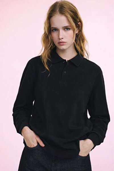 HAKKE Uzun Kollu Düğme Detaylı Pamuklu Polo Yaka Okul SWEAT