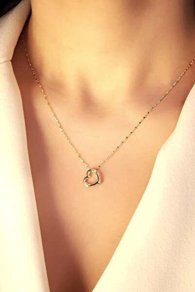 DİAMİNE PIRLANTA Altın Kalp Kolye Sevgililer Günü Hediyesi