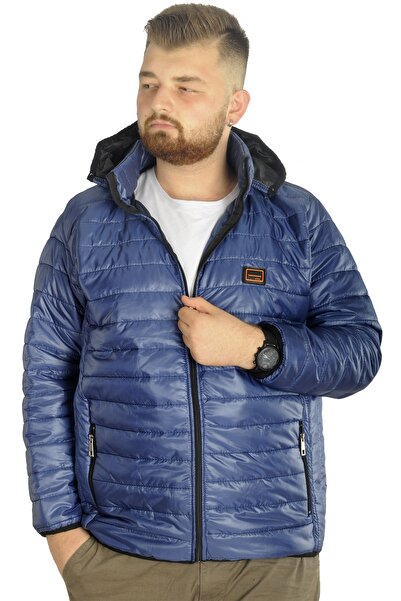 ModeXL Mode XL Büyük Beden Mont Kapitone Kapşonlu 22602 İndigo