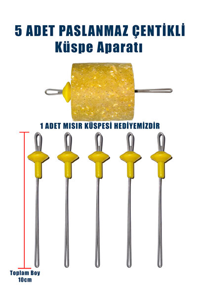 SAZAN RİG Paslanmaz Çentikli Küspe Aparatı Boncuklu 5 ADET Takımı